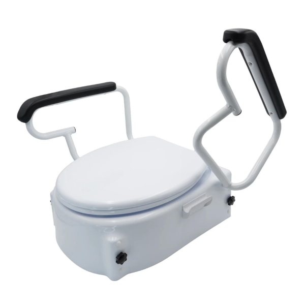 Adjustable Toilet Seat Raiser With Flip Up Arm Rests